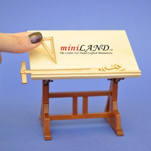 Architect's Wooden Drafting Drawing Table With Rulers 1:12 Dollhouse ...