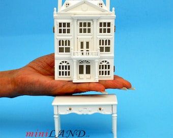 Colonial  Dollhouse for dollhouse with table WHITE 1:144 miniature house for 1/12 rooms