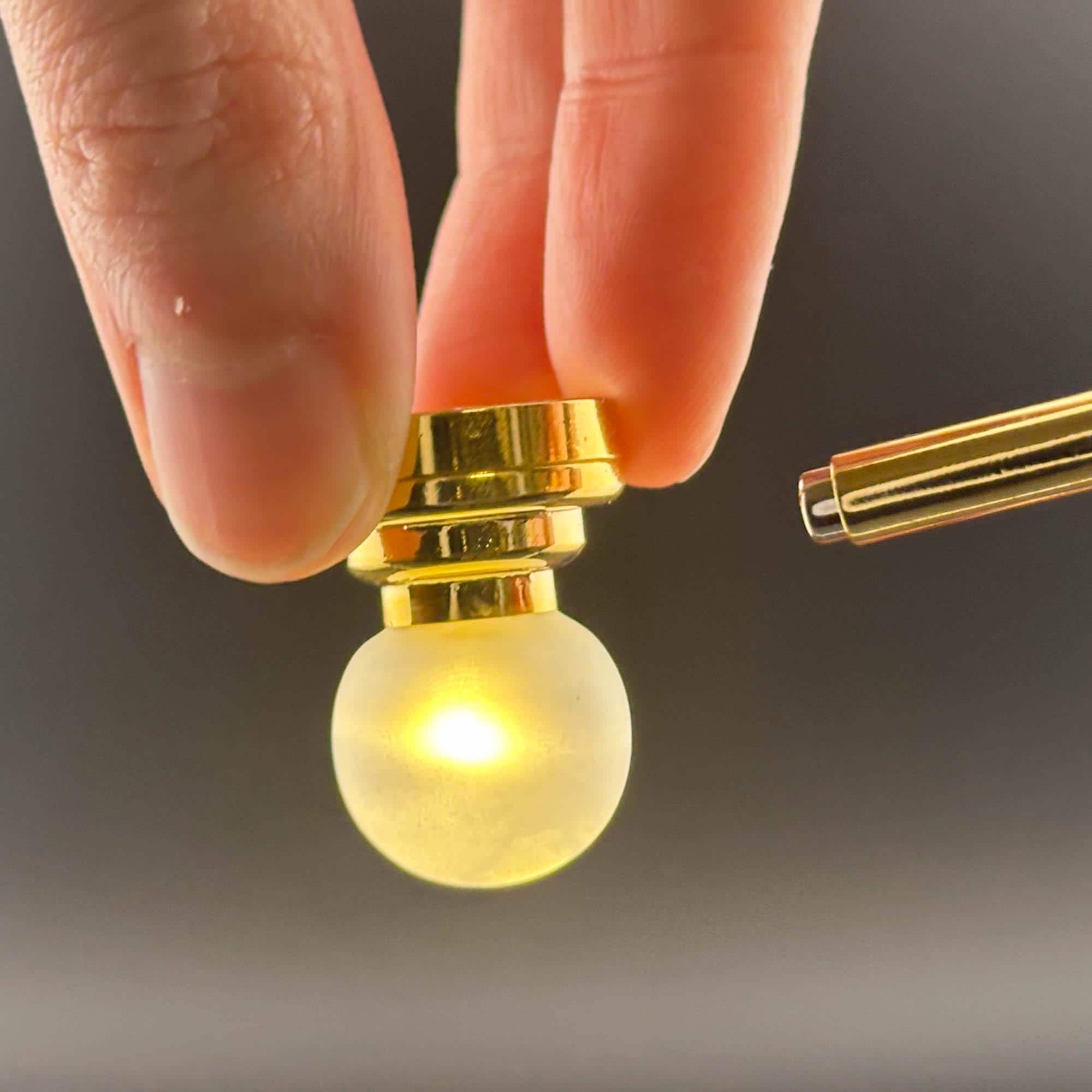 Miniature brass ceiling lamp Touchless operation with Wand frosted globe shade LED  light 1:12 scale for dollhouse No-touch No-Switch