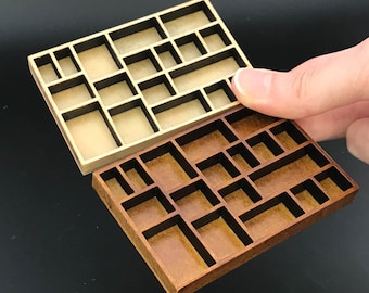 Miniature Trinket Organizer or Shelf printer tray Sewing sorting Miniature Shadow Box for 1:12 dollhouse in walnut or unfinished V4085