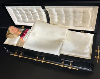 1:6 Scale Wooden miniature coffin casket BLACK color for 1/6 dollhouse doll Funeral buried For fashion dolls