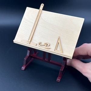 Architect's Wooden Drafting Drawing Table With Rulers 1:12 Dollhouse ...