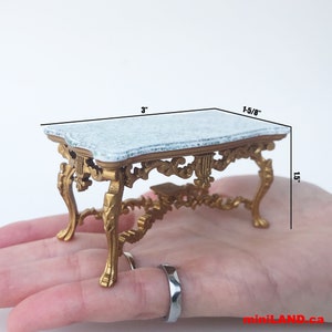 Exquisite carved coffee table Victorian Gold and marble for 1:12 dollhouse miniature