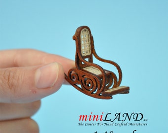 1:48 1/4"  Dollhouse Miniature HighEnd Victorian Rocking Chair Top 1/48 Top Quality Q7001 WN