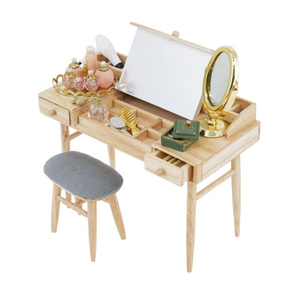 Unfinished Vanity Table With Flip Top Cover Solid Wood Makeup Israel 