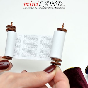 Miniature Jewish Torah Scroll with cover Megillah Prayer biblical book 1:12 scale dollhouse image 1