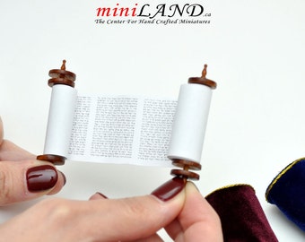 Miniature Jewish Torah Scroll with cover Megillah Prayer biblical book 1:12 scale dollhouse