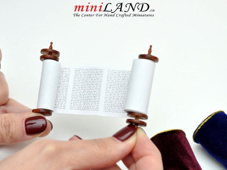 Miniature Jewish Torah Scroll with cover Megillah Prayer biblical book 1:12 scale dollhouse image 1