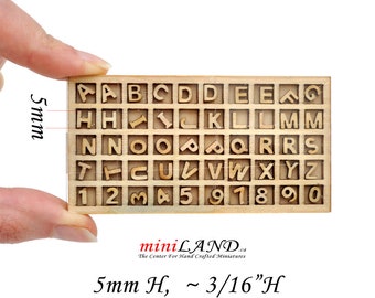 Carved Craft wooden laser cut miniature 50pcs letters and numbers  5mmH (~3/16"H)  DIY  V022/5 Hobby