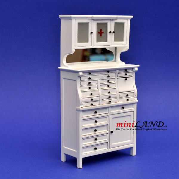 Medical doctor dentist cabinet Fine Quality WHITE  shelves dollhouse miniature 1:12 scale Y7054 WH