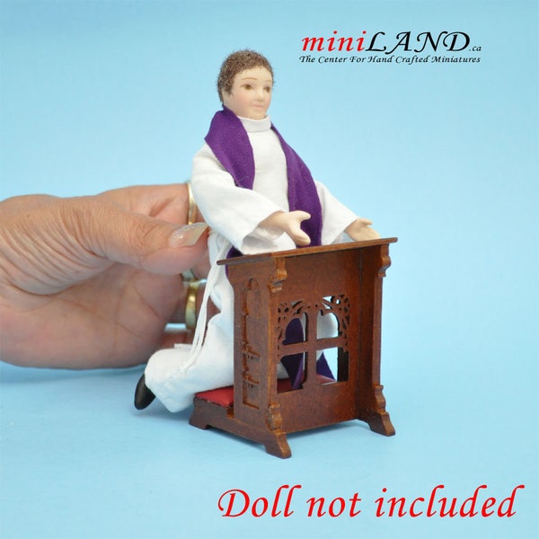 knielende bank kerk Walnut Hoge kwaliteit voor poppenhuis miniatuur 1:12 schaal- limited edition