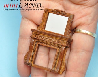 1:48 1/4&quot;  quarter scale Fireplace and mirror WALNUT wood 1/48 Top Quality dollhouse miniature