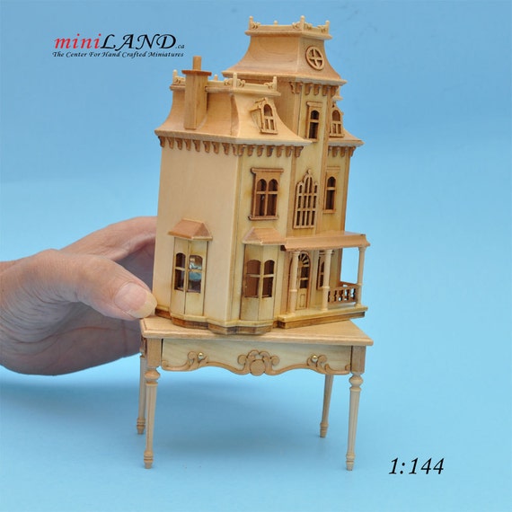 Queen Anne style DOLLHOUSE FOR 1:12 DOLLHOUSE TABLE OAK 1:144 wood