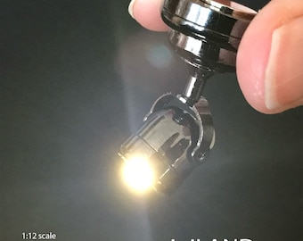 Miniature spot Led Light BLACK Lamp  with on/off switch for 1:12 scale dollhouse miniatures hanging battery operated