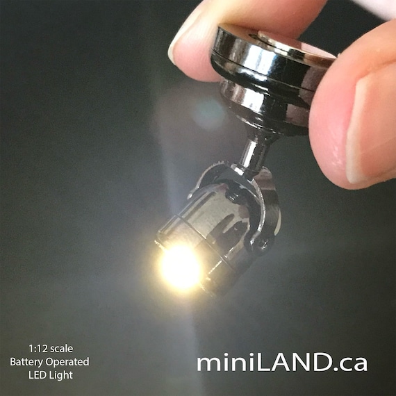 Miniature Spot Led Light BLACK Lamp With On/off Switch for 1:12 Scale  Dollhouse Miniatures Hanging Battery Operated 