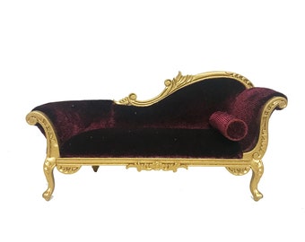 Victorian chaise lounge Sofa for dollhouse miniature 1:12 scale living room  GOLD  Y2777 G