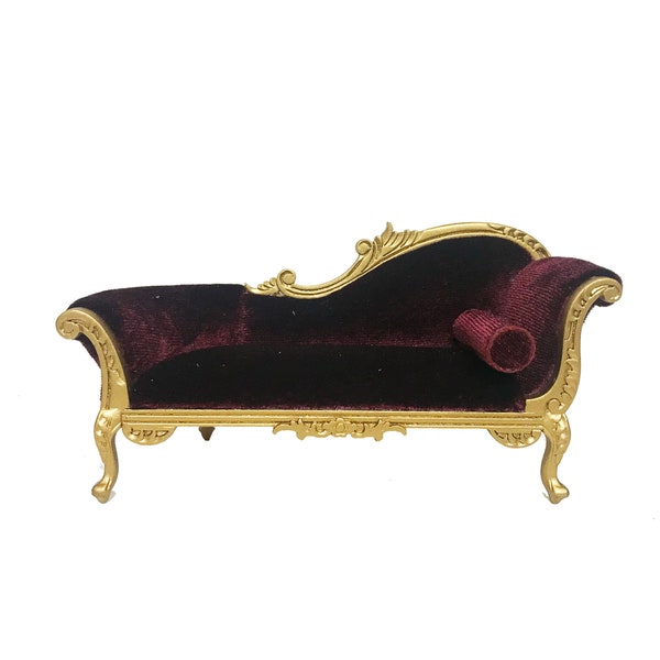 Chaise longue victorienne Canapé pour maison de poupée miniature Salon à l’échelle 1:12 GOLD Y2777 G