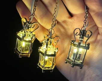 Hanging clear hexagonal lantern lamp ceiling LED Super bright light with On/off switch for dollhouse miniature 1:12 FA00001