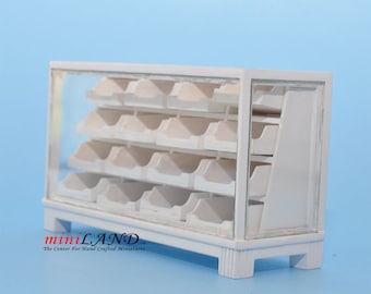 Store haberdasher counter 16 drawers unit Art Deco dollhouse miniature 1:12 scale white 1900-1950 V4031