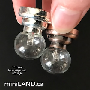 Clear Ball LED ceiling Battery Light Silver / Copper Lamp with on/off switch for 1:12 scale dollhouse miniatures hanging