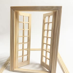 Unfinished wooden French Double Door for 1:12 Scale Dollhouses – Economical Design