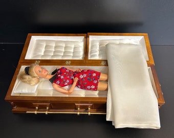 1:6 Scale Wooden miniature coffin casket WALNUT color for 1/6 dollhouse doll Funeral buried For fashion dolls