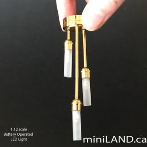 Modern 3 arms ceiling or floor standing LED super bright light lamp dollhouse miniature 1:12