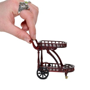 ティーカート トロリー 高品質 リカーサービス 木製 手作り ドールハウス ミニチュア 1:12 手作り Y9511