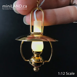Melody Jane Dollhouse LED Hanging Ceiling Oil Lamp - 1:12 Scale, Battery Powered With Magnet