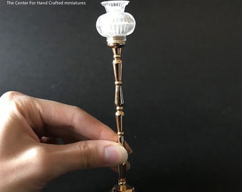 Floor light BRASS Super bright standing floor lamp with on/off switch for 1:12 scale dollhouse miniatures LED