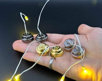 DIY dollhouse LONG LED on wire with On/off switch and battery .. for your own hanging light design in 1:12 scale. Set of 2. FA059189