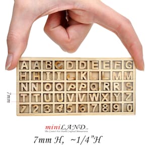 Gesneden ambachtelijke houten lasergesneden miniatuur 50 stuks letters en cijfers 7 mmH (~ 1/4" H) DIY V022/7 Hobby