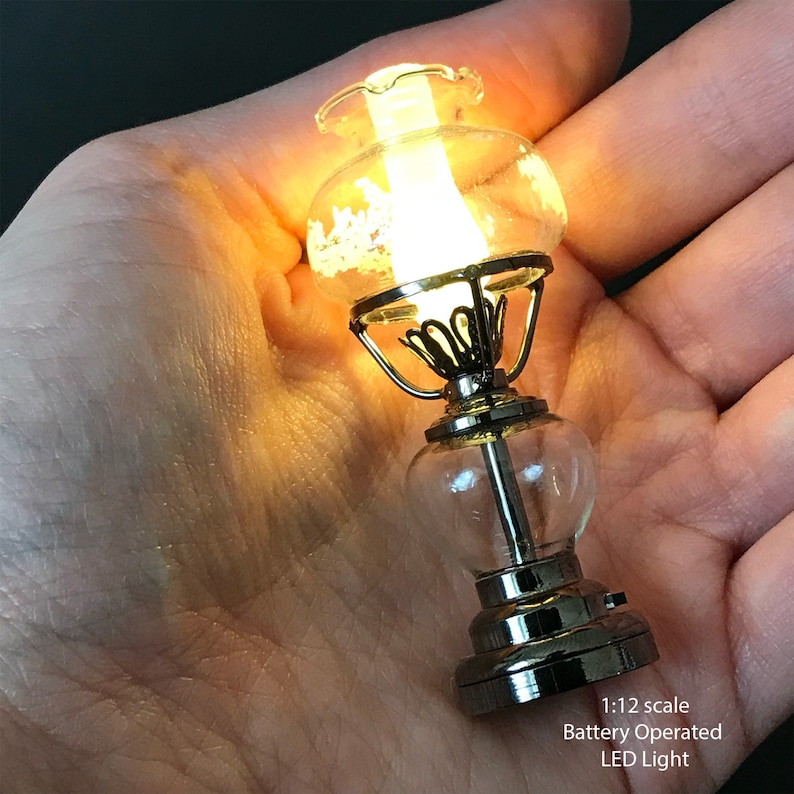 Standing Oil Lamp Light Floral Glass Lampshade Battery Etsy