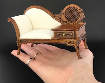 Chaise longue vittoriana Divano per casa delle bambole in miniatura in scala 1:12 soggiorno GOLD Y2777 G - Italia