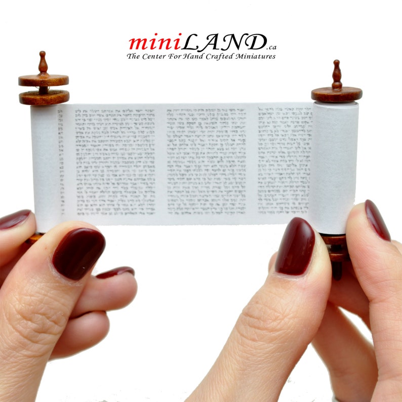 Miniature Jewish Torah Scroll with cover Megillah Prayer biblical book 1:12 scale dollhouse image 2