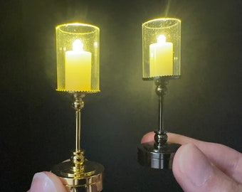 Standing candle table lamp candlestick  Super bright  with on/off switch for 1:12 scale dollhouse miniatures