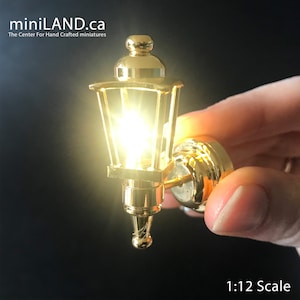 Brass Modern Carriage Lamp Sconce Super bright light with On/off switch for 1:12 dollhouse miniature FA052022