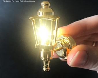 Brass Carriage Lamp Sconce Super bright light with On/off switch for 1:12 dollhouse miniature