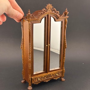 Victorian Quality WARDROBE for 1:12 Scale dollhouse miniature walnut wood bed room mirror 4142WN