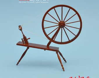 Miniature 18th Century Large Walking Wool Spinning Wheel, dollhouse 1:12 scale WN flax V4028