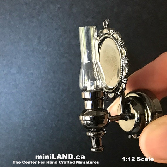Black Clear Wall Sconce Oil LAMP LED Super Bright with ON/Off Switch for Dollhouse Miniature 1:12 Scale 