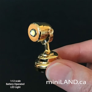 Spot Stage Light Lamp with on/off switch for 1:12 scale dollhouse miniatures LED Brass Gold