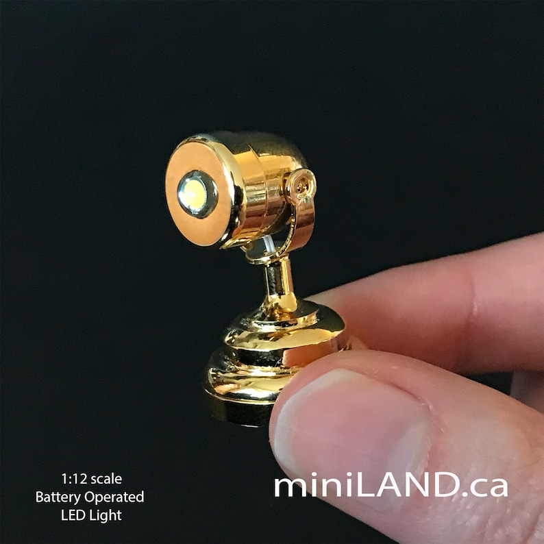 Spot Stage Light Lamp with on/off switch for 1:12 scale dollhouse miniatures LED Brass Gold