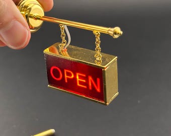 Funzionamento senza contatto in miniatura con bacchetta 1:12 in ottone, lampada a LED, casa delle bambole, senza contatto, senza interruttore, bastone, magia delle fate