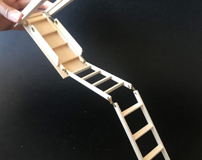 Attic Folding Ladder Stairs Dollhouse Miniatures for 8"-11" Ceiling