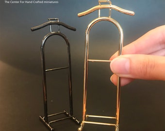 Valet stand for Dollhouse miniature 1:12 scale mini clothes hanger gold rack FA031160 Brass and gunmetal Black Hanging Hotel