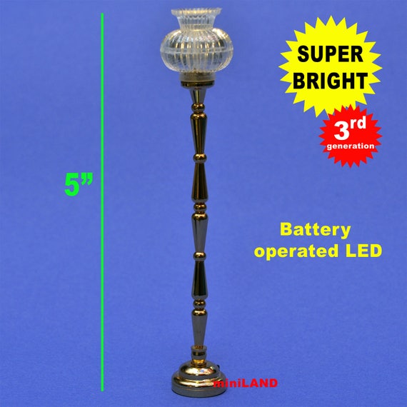 Tulip table LED LAMP Dollhouse miniature light battery on//off 1:12 copper bright