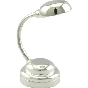SILVER Modern desk lamp LED Super bright light with On/off switch for dollhouse miniature 1:12 scale