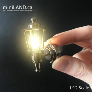 Gunmetal Black Carriage Lamp Sconce Super bright light with On/off switch for 1:12 dollhouse miniature