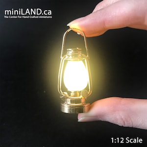 1/6 1:6 Lamp BRASS light Super Bright oil lamp Dollhouse miniature lantern  battery operated LED